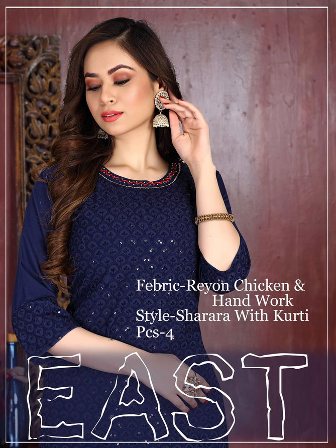 Riyaa East Heavy Rayon Festive Wear Kurti With Bottom Collection